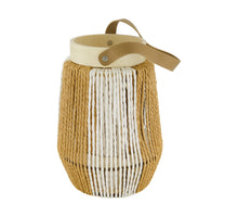 Lantern round paper rope with glass 18x18x25cm Natural/White