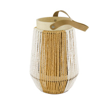 Lantern round paper rope with glass 22x22x31cm Natural/White