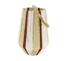 Lantern round paper rope with glass 22x22x31cm Pink/Red