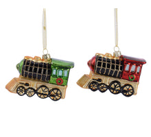 Hanger Trein glas 2 kleuren assortie 10,5x4,5x8cm