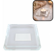 Theelichthouder glasschaal transparant vierkant 8x8x1,5 cm