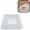 Tealight holder glass dish transparent square 8x8x1.5 cm