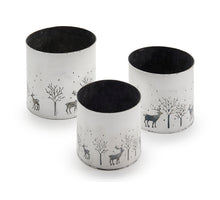 Set/3 Planters rond 'Deer wit 14+16+18cm zink