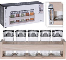 KRUIDENREK 6DLG MET HOUTEN REK  26 x 3,5 x 7,3 cm