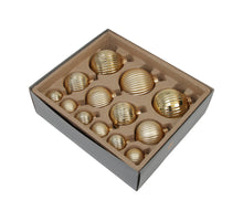 w/b. 13 assorted ribbed balls combi gold 4/6/8 cm