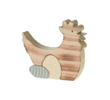 Houten Kip 15x12.5x2cm Groen Geel