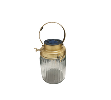 SOLAR GLAZEN POT MET RETRO LAMP GOUD 11X18CM