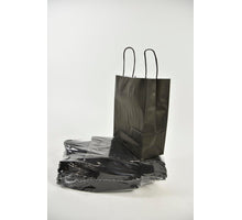 Draagtas matzwart kraft 18+8x22cm a 50 stuks gedraaid handv.