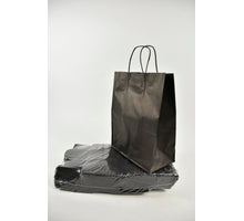 Draagtas matzwart kraft 23+12x30cm a 50 st. gedraaid handv.