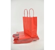 Draagtas Rood kraft 18+8x22cm a 50 stuks gedraaid handv.