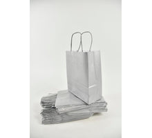 Draagtas Zilver kraft 18+8x22cm a 50 stuks gedraaid handv.