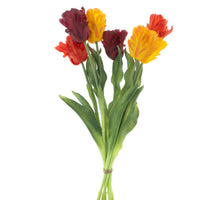Real Touch Parrot tulip bundle Sally X6 mixed red/orange/yellow 51cm