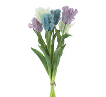 Real Touch Parrot tulip bundle Sally X6 mixed blue/pink/cream 51cm