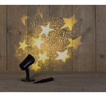 LED OUTDOOR PROJECTOR STAR WARM WHITE BASE AND PLUG / 8/16H TIMER IP44 / 5M POWER CORD