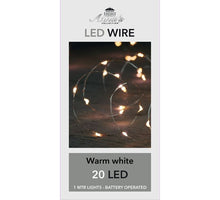 LED INDOOR ZILVERDRAAD 20L/1M LED WARM WIT - WERKT OP 2XAA