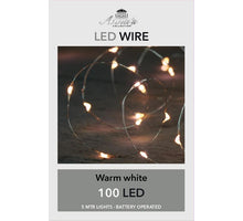 LED INDOOR ZILVERDRAAD 100L/5M LED WARM WIT - WERKT OP 3XAA