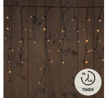 ICICLE LIGHTS BLACK 180L/360X60CM LED CLASSIC - 5M START CORD - IP44 TRANSFORMER ON / 8/16H TIMER / OFF