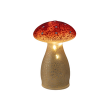 PADDENSTOEL GLAS LED OP BATTERIJ MET TIMER H15CM WIT MET RODE STIPPEN