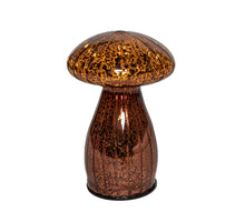 MUSHROOM GLASS LED BATTERY-POWERED WITH TIMER 15X9.5CM MERCURY BROWN