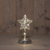 STER OP STAM GLAS LED OP BATTERIJ MET TIMER H19CM ZILVER