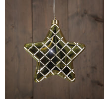 B.O.T. STAR GLASS SHINY GOLD WITH DIAMOND PATTERN 19CM / 10LAMPS