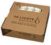 Tray of 50 white nightlight candles in a plastic cup