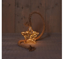 BO STAR GLASS GOLD 19CM ON 1M ROPE / 15 LED WARM WHITE 2XAA