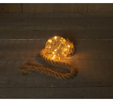 B.O. BAL GLAS GOUD 10CM AAN 60CM TOUW / 8LED WARM WIT 2XAA