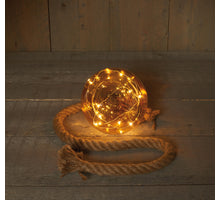 B.O. BAL GLAS GOUD 15CM AAN 1M TOUW / 10LED WARM WIT 2XAA