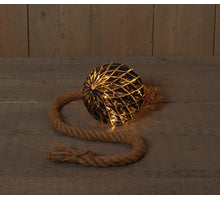 B.O. BAL GLAS ZWART/GOUD 15CM AAN 1M TOUW / 15LED WARM WIT 2