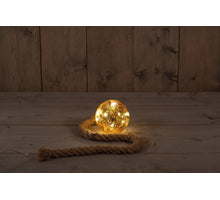 B.O. BAL GLAS MET GOUD FOLIE 10CM AAN TOUW / 8LED WARM WIT - 2XAA