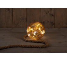 B.O. BAL GLAS MET GOUD FOLIE 18CM AAN TOUW / 15LED WARM WIT - 2XAA