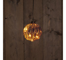 B.O. GLAS BAL ANTIEK GOUD 12CM / 10LED CLASSIC WARM - 2XAAA