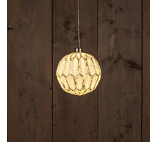 B.O. GLAS BAL WIT-GOUD 12CM / 10LED CLASSIC WARM - 2XAAA