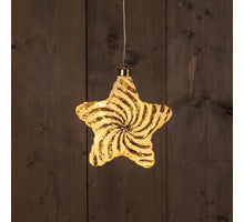 B.O. GLAS STER  WIT-GOUD  15CM /10LED CLASSIC WARM - 2XAAA