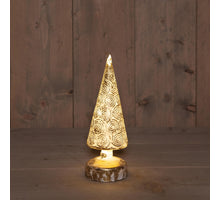 B.O. GLAS BOOMPJE WIT-GOUD 9X27CM / 10LED CLASSIC WARM - 3XAA