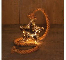 B.O. STER GLAS ANTRACIET 19CM AAN 1M TOUW / 15LED WARM WIT 2XAA
