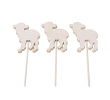 Wooden sheep 10cm o/st 9pc White/Taupe