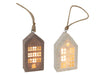 House hanger beige/brown felt LED 14.5cm 2 assorted
