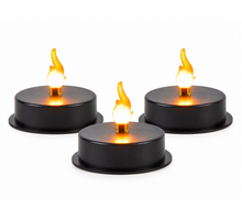3 stuks Vlam led theelicht zwart 6,5cm incl timer 6/18u excl. 3xAAA