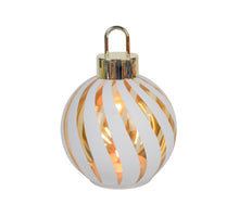 Kerstbal met LED lampjes stripe wit Ø15x20cm