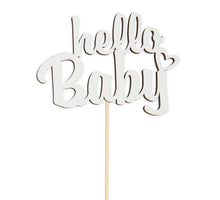 Pack of 8 Wooden plugs ''hello baby'' white 9cm