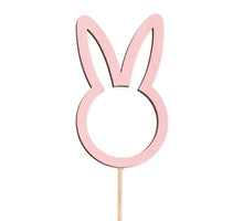 Packung mit 8 Holzdübeln ''Hase'' rosa 8,5cm