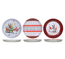 Metalen bord kerstdecoren Ø26cm 3 assortie