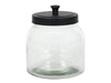 Voorraadpot glas metalen deksel zwart 2200ml