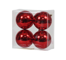 cb. 4 plastic balls red shiny 120 mm