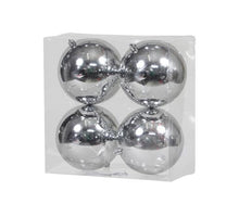 cb. 4 plastic balls silver shiny 120 mm