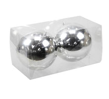 cb. 2 plastic balls silver shiny 150 mm