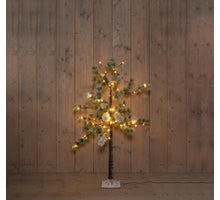 DENNENBOOM MET SNEEUW 64LED CLASSIC WARM IP44 TRAFO 120 CM BRUIN