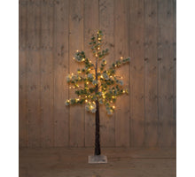 FIR TREE WITH SNOW 80 LED CLASSIC WARM IP44 TRANSFORMER 150 CM BROWN